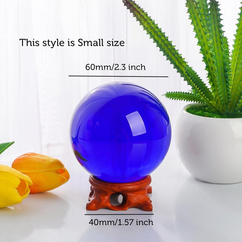 Modaier Small Dark Blue Crystal Ball 60mm/2.3 inch with Rose Wooden Stand and Gift Box for lensball Photography,Fortune Teller,Feng Shui, Witchcraft Decor,Scrying,Magic,Glass Orb Prop Decorative Sphere - Image 2